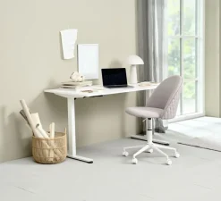 Professionele bureaustoel KOKKEDAL grijze stof/wit