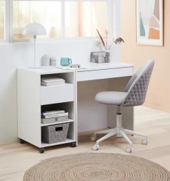 Professionele bureaustoel KOKKEDAL grijze stof/wit