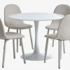 RINGSTED Ø100 tafel wit + 4 EJSTRUP stoelen beige