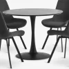 RINGSTED Ø100 tafel zwart + 4 HYGUM stoelen grijs