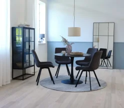 RINGSTED Ø100 tafel zwart + 4 HYGUM stoelen grijs