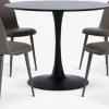RINGSTED Ø100 tafel zwart + 4 ULDAL stoelen bruin