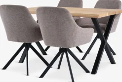 ROSKILDE/ROSLEV 140 naturel eiken + 4 ROSTRUP zand/zwart