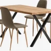 ROSKILDE/ROSLEV L140 naturel + 4 BISTRUP stoelen olijf