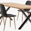 ROSLEV L200 tafel naturel eiken + 4 JONSTRUP zwart/eiken
