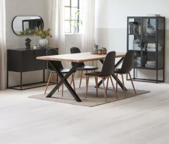 ROSLEV L200 tafel naturel eiken + 4 JONSTRUP zwart/eiken