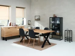 ROSLEV L200 tafel naturel eiken + 4 JONSTRUP zwart/eiken