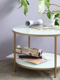 Salontafel GADEVANG Ø65 wit/goud