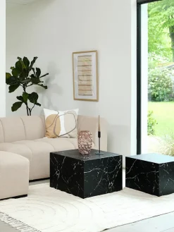 Salontafel TINGSTED 55/45x55/45 marmer kleur 2 stuks