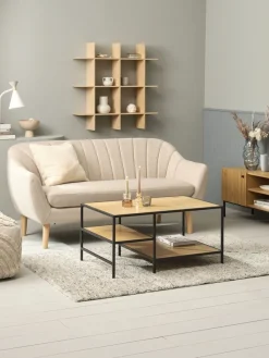 Salontafel TRAPPEDAL 90x60 2 schappen eiken kleur/zwart