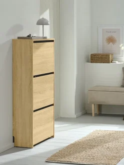 Schoenenkast BAKHUSE 3 vakken eiken kleur