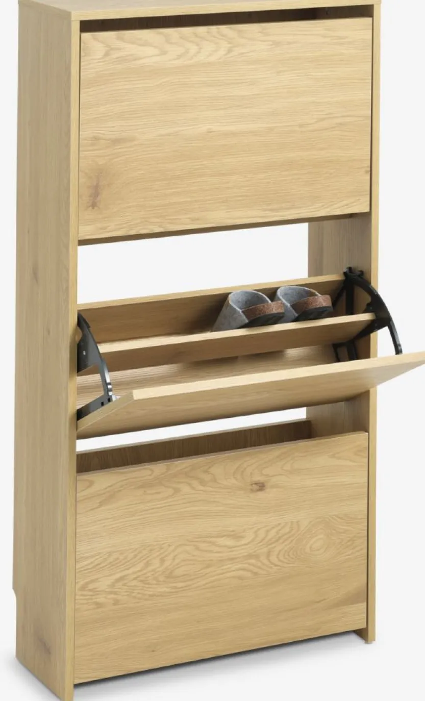 Schoenenkast BAKHUSE 3 vakken eiken kleur