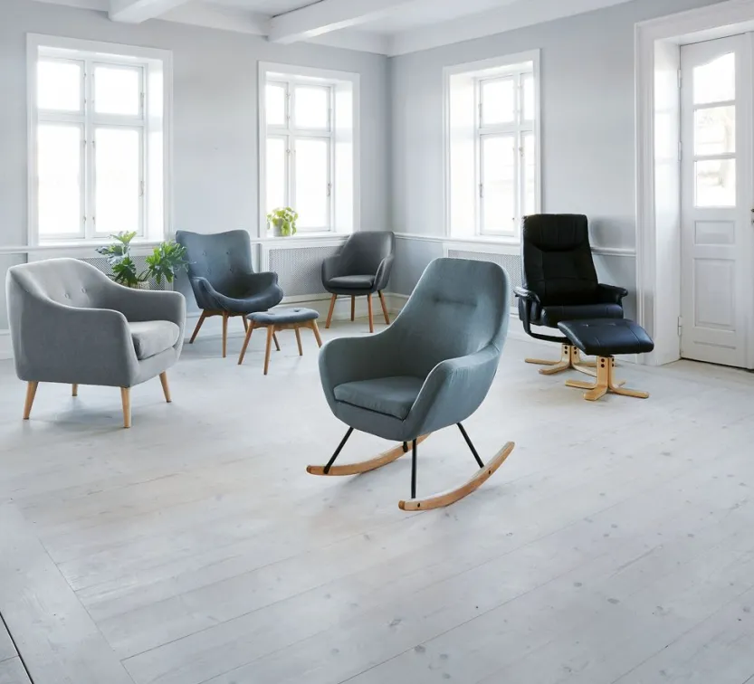 Schommelstoel NEBEL lichtblauwe stof