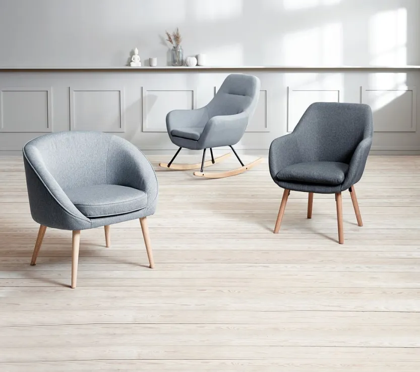 Schommelstoel NEBEL lichtblauwe stof