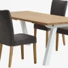 SKAGEN L200 tafel wit/eiken + 4 NORDRUP stoelen grijs