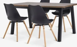 SKOVLUNDE L160 tafel donker eiken + 4 KASTRUP zwart/eiken