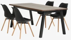 SKOVLUNDE L200 tafel eiken + 4 KASTRUP stoelen zwart