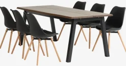SKOVLUNDE L200 tafel eiken + 4 KASTRUP stoelen zwart