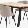 SKOVLUNDE L160 tafel naturel eiken + 4 RISSKOV lichtgrijs
