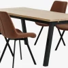 SKOVLUNDE L200 tafel naturel eiken + 4 HYGUM stoelen cognac