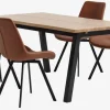 SKOVLUNDE L160 tafel naturel eik + 4 HYGUM stoelen cognac