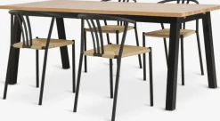 SKOVLUNDE L200 tafel naturel eik + 4 JYDERUP zwart/naturel