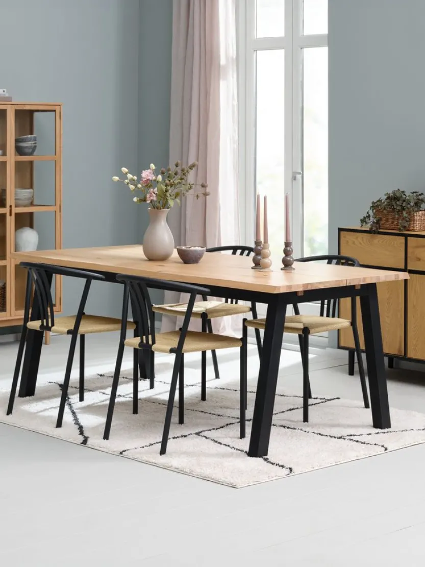 SKOVLUNDE L200 tafel naturel eik + 4 JYDERUP zwart/naturel