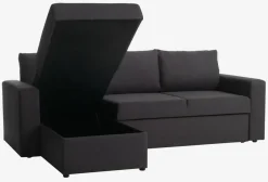 Slaapbank chaise longue MARSLEV donkergrijze stof