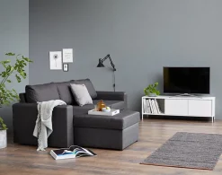 Slaapbank chaise longue MARSLEV donkergrijze stof