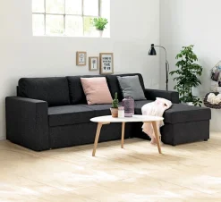 Slaapbank chaise longue MARSLEV donkergrijze stof