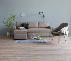 Slaapbank chaise longue MARSLEV lichtgrijze stof