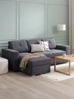 Slaapbank chaise longue VEJLBY donkergrijze stof