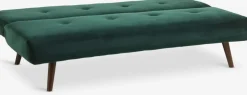 Slaapbank JUVRE fluweel donkergroen/walnoot