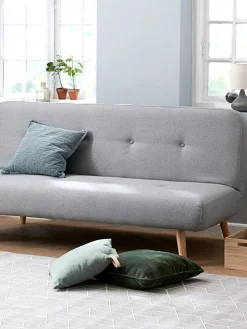 Slaapbank JUVRE lichtgrijze stof/naturel