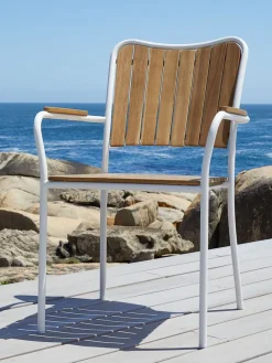 Stapelstoel BASTRUP hardhout/wit