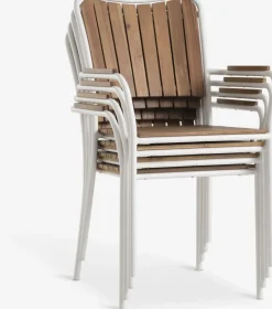 Stapelstoel BASTRUP hardhout/wit