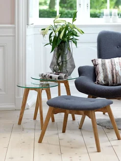 Tafelset FALSLED Ø50/40 glas/eiken 2 stuks