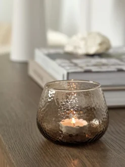 Theelichthouder ALLAN Ø10xH8 cm bruin