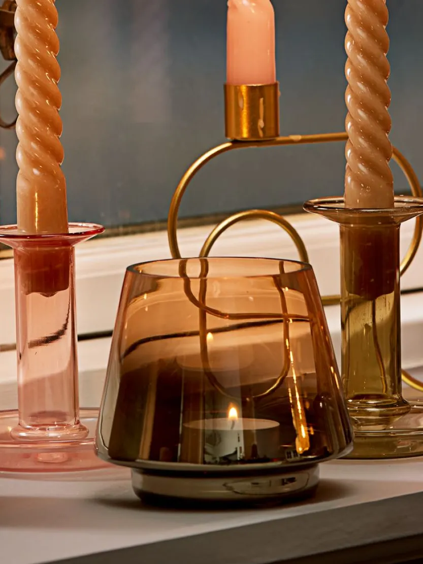 Theelichthouder BRYNJE Ø10xH9 cm bruin