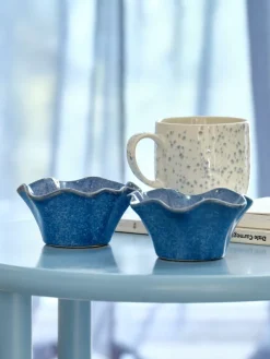 Theelichthouder DARIAN Ø12xH6 cm blauw