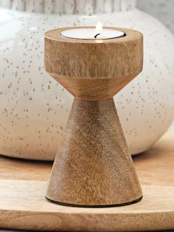 Theelichthouder JOHAN Ø6xH10 cm hout