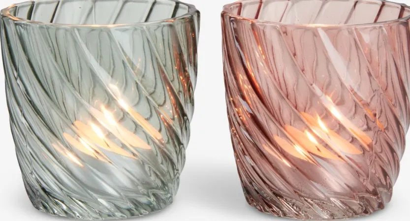 Theelichthouder VAGN Ø8xH8cm glas assorti