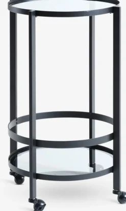 Trolley SORTEBRO 2 schappen zwart/glas