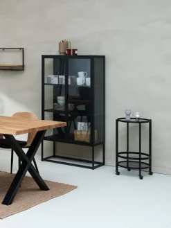 Trolley SORTEBRO 2 schappen zwart/glas