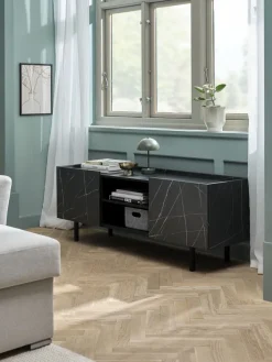 TV-meubel KRONDAL 2 deuren zwart marmer