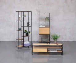 TV-meubel TRAPPEDAL eiken kleur/zwart