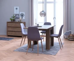 VEDDE L80/160 tafel wild eiken + 4 JONSTRUP grijs/eiken