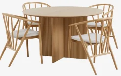 VESTERBORG Ø130 tafel eiken + 4 ARNBORG stoelen eiken