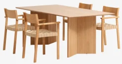 VESTERBORG L200 tafel eiken + 4 VADEHAVET stoelen eiken