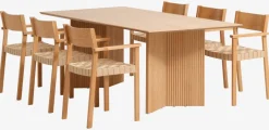 VESTERBORG L200 tafel eiken + 4 VADEHAVET stoelen eiken